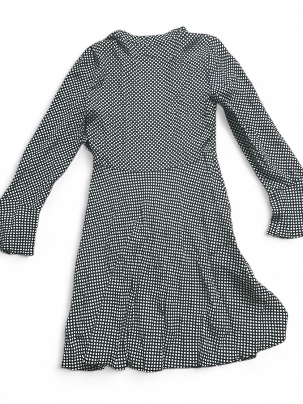 Zara black & white polka dot mini dress with bell sleeves in XS - Picture 3 of 4